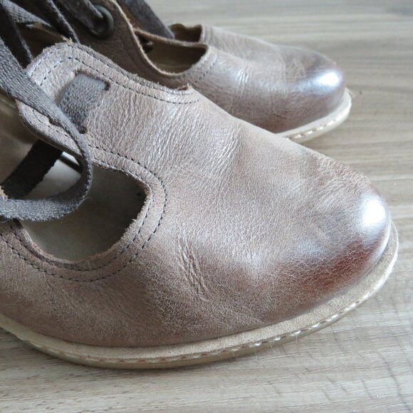 ANTHROPOLOGIE SCHULER & SONS PHILADELPHIA Soft Brown Leather Wedge Lace Up Shoes - Picture 3 of 13